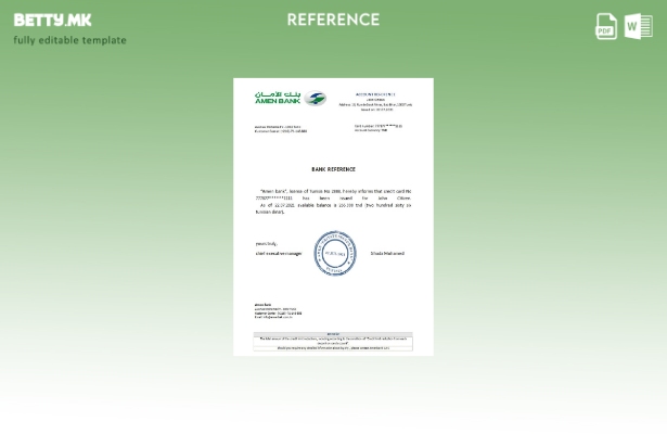 Референтен шаблон за банка во модерен стил Тунис Амин